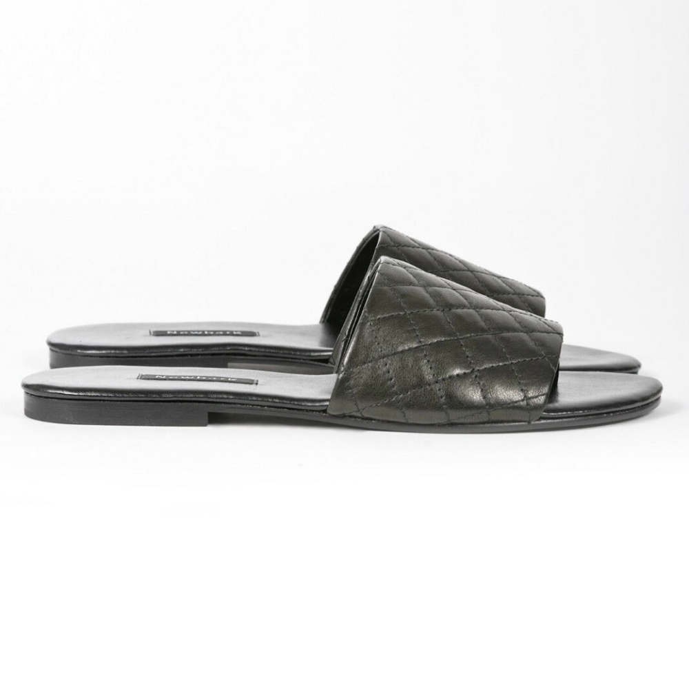 NewbarK Roma II Quilted Leather Mule Slide Sandals